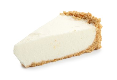 Photo of Piece of tasty cheesecake isolated on white