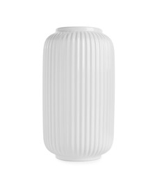 Photo of One beautiful ceramic vase isolated on white