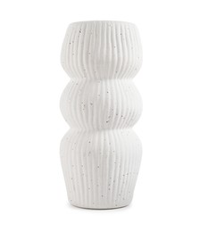 Photo of One beautiful ceramic vase isolated on white