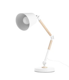 Photo of Stylish modern table lamp isolated on white