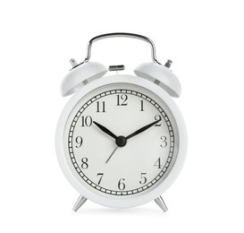 Photo of One classic alarm clock isolated on white