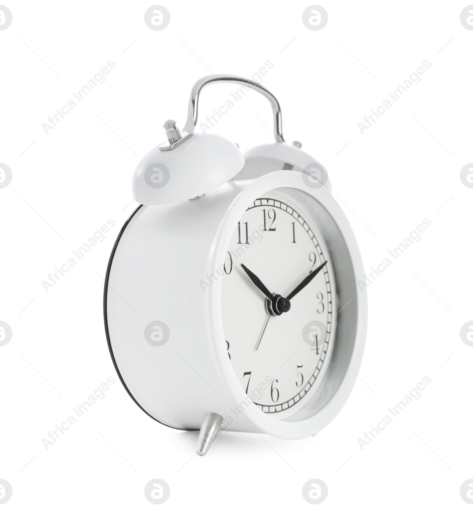 Photo of One classic alarm clock isolated on white