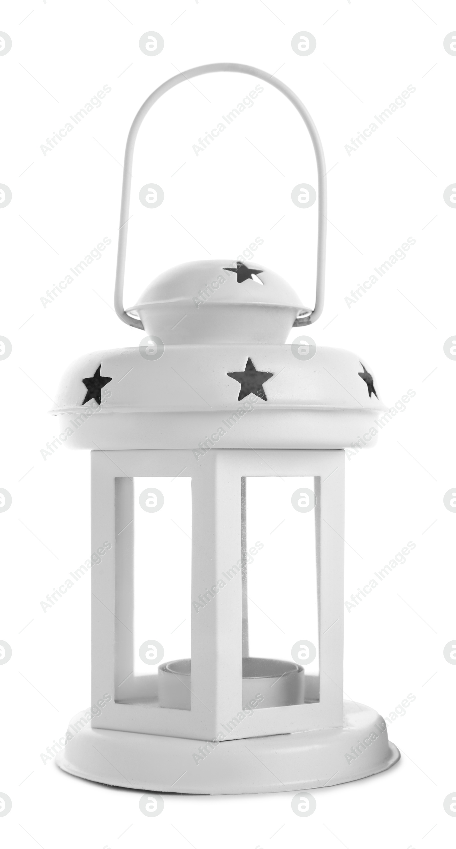 One beautiful decorative lantern isolated on white Photo of One beautiful decorative lantern isolated on white