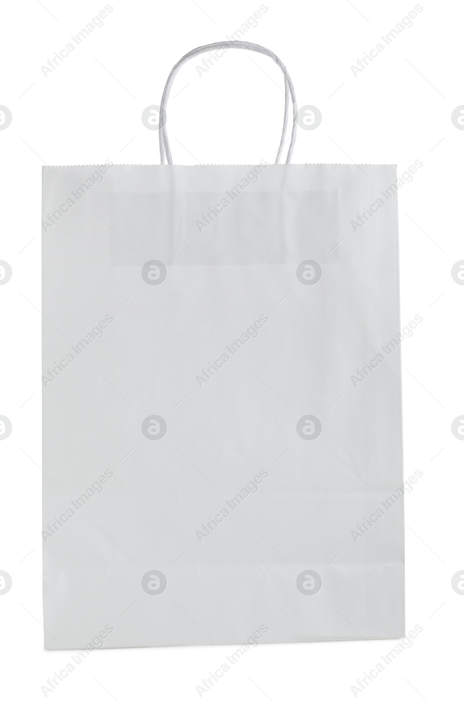 One paper bag isolated on white. Mockup for design Photo of One paper bag isolated on white. Mockup for design