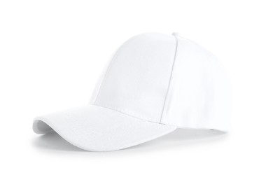 Photo of One stylish baseball hat isolated on white