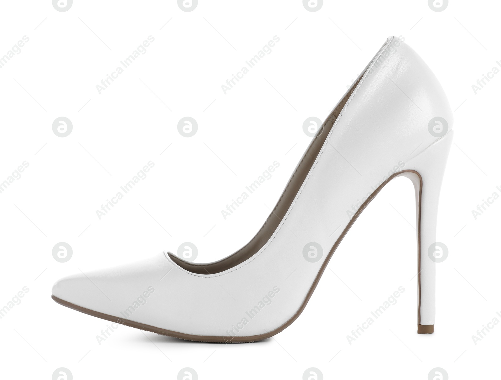 Stylish high heeled shoe isolated on white Photo of Stylish high heeled shoe isolated on white