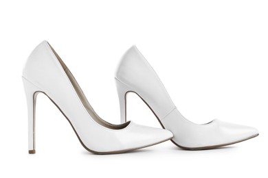 Photo of Stylish high heeled shoes isolated on white