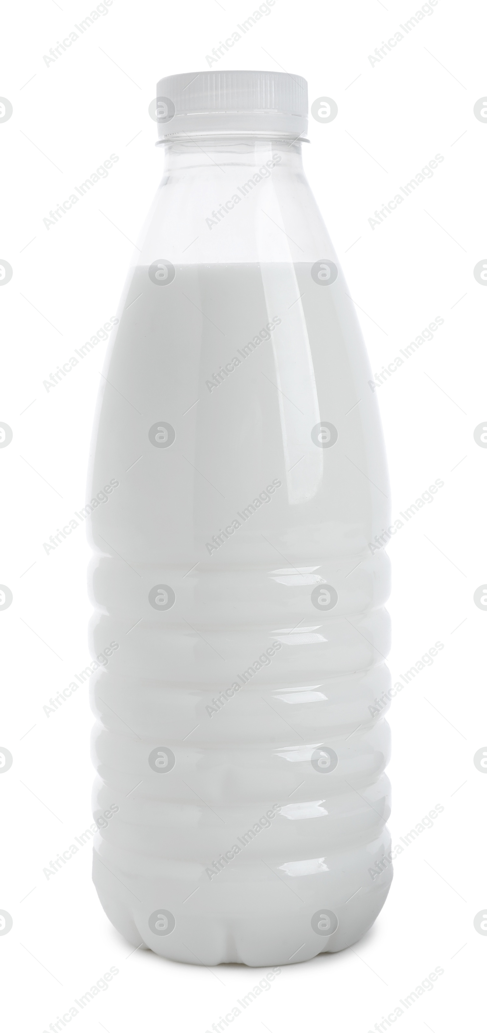 Bottle of tasty milk isolated on white Photo of Bottle of tasty milk isolated on white