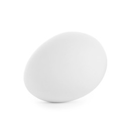 Photo of One raw chicken egg isolated on white