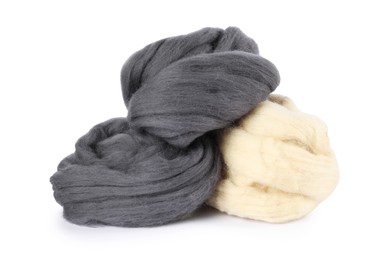 Photo of Different color felting wool isolated on white