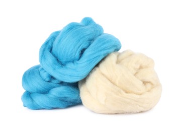 Photo of Different color felting wool isolated on white
