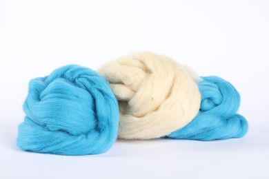 Photo of Different color felting wool isolated on white