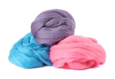 Photo of Different color felting wool isolated on white