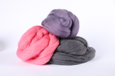 Photo of Different color felting wool isolated on white