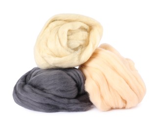 Photo of Different color felting wool isolated on white