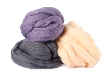 Photo of Different color felting wool isolated on white