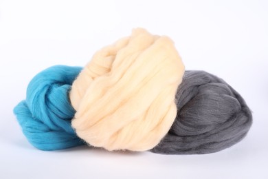 Photo of Different color felting wool isolated on white