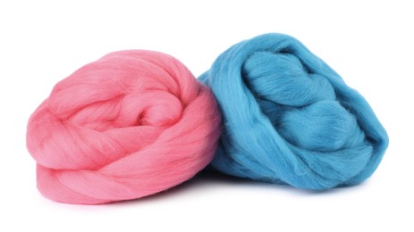 Photo of Different color felting wool isolated on white