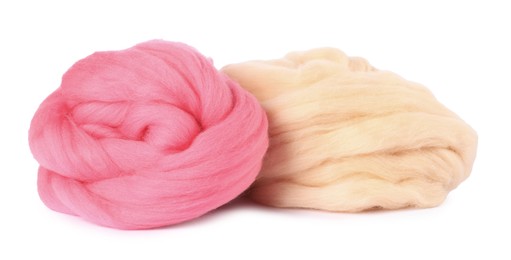 Photo of Different color felting wool isolated on white