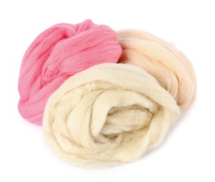 Photo of Different color felting wool isolated on white