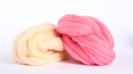 Photo of Different color felting wool isolated on white