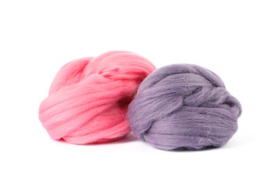 Photo of Different color felting wool isolated on white