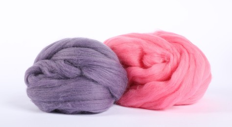 Photo of Different color felting wool isolated on white