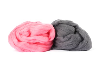 Photo of Different color felting wool isolated on white