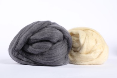 Photo of Different color felting wool isolated on white
