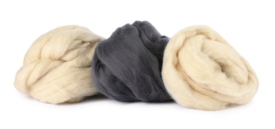 Photo of Different color felting wool isolated on white