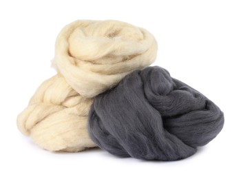 Photo of Different color felting wool isolated on white