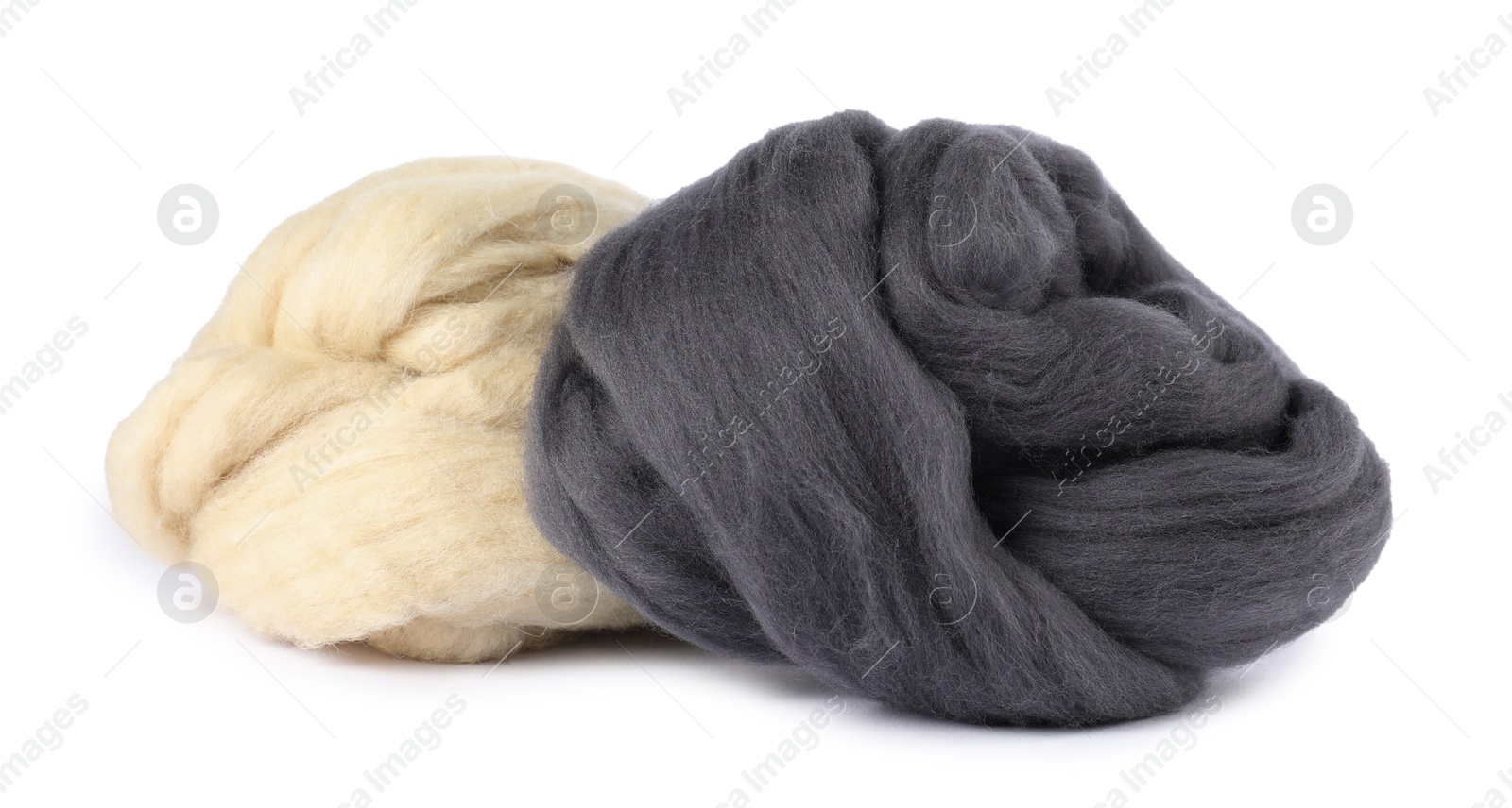 Different color felting wool isolated on white Photo of Different color felting wool isolated on white