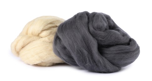 Photo of Different color felting wool isolated on white