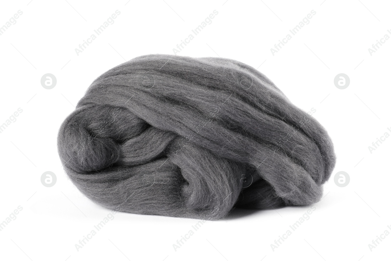 Grey soft felting wool isolated on white Photo of Grey soft felting wool isolated on white