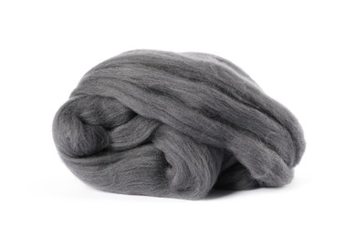 Photo of Grey soft felting wool isolated on white