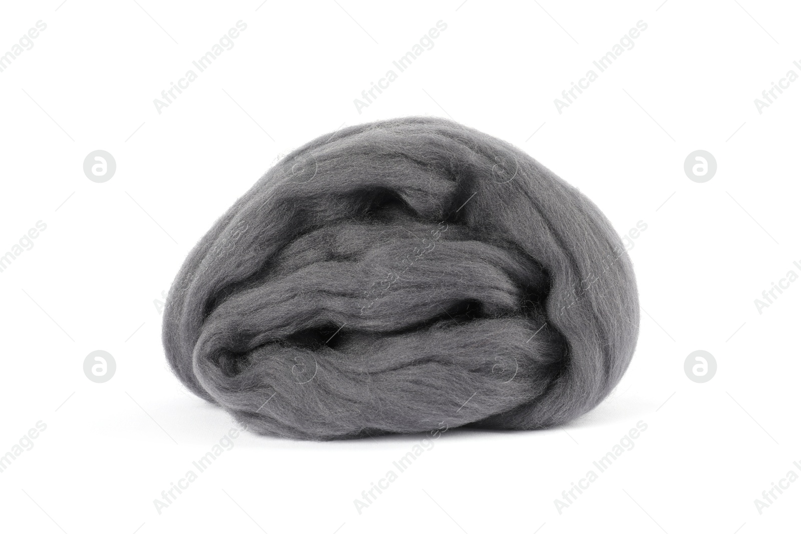 Grey soft felting wool isolated on white Photo of Grey soft felting wool isolated on white