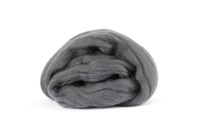 Photo of Grey soft felting wool isolated on white