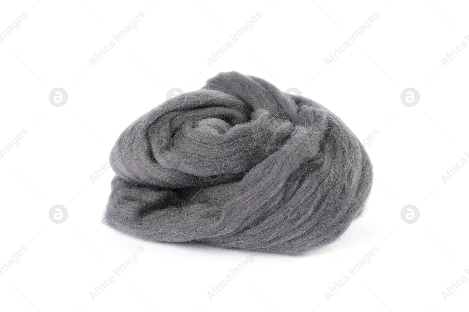 Grey soft felting wool isolated on white Photo of Grey soft felting wool isolated on white