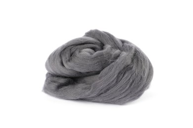 Photo of Grey soft felting wool isolated on white