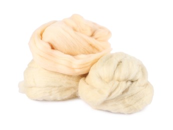Photo of Different soft felting wool isolated on white