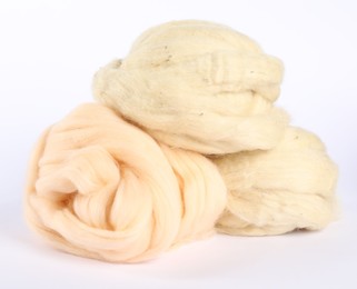 Photo of Different soft felting wool isolated on white