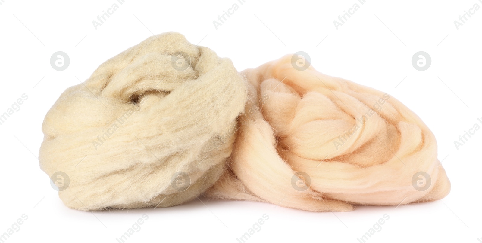 Different soft felting wool isolated on white Photo of Different soft felting wool isolated on white