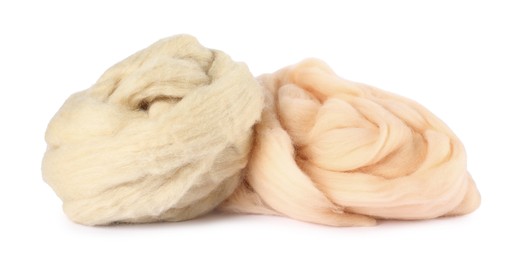 Photo of Different soft felting wool isolated on white