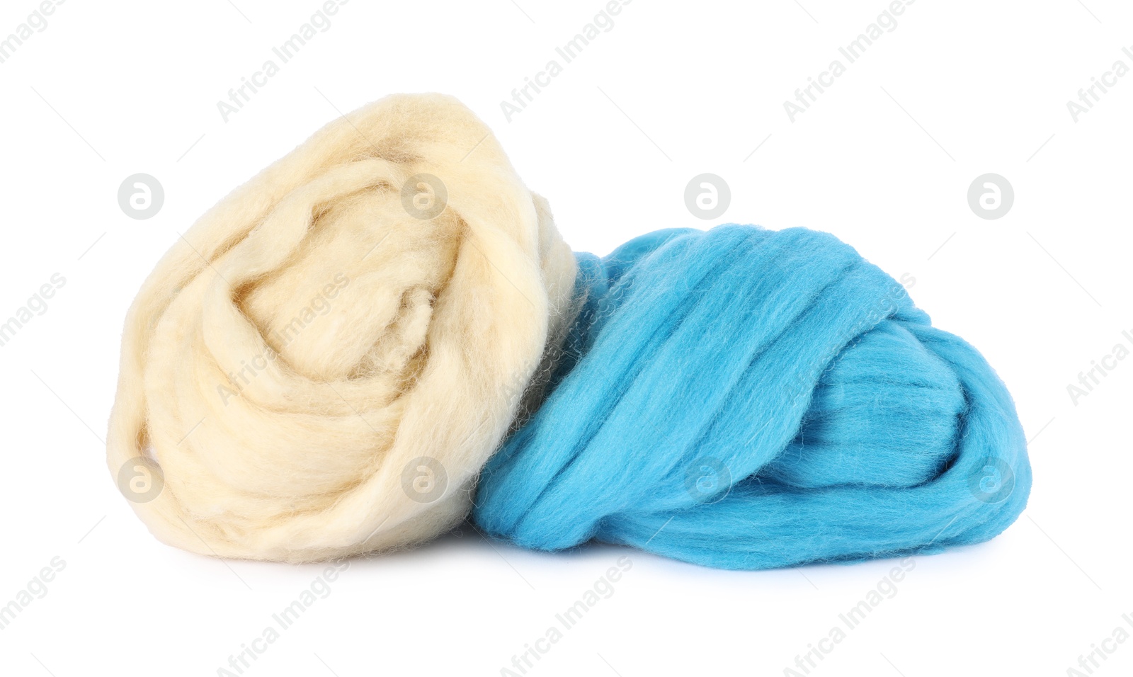Different color felting wool isolated on white Photo of Different color felting wool isolated on white