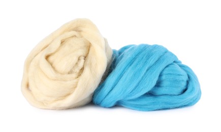 Photo of Different color felting wool isolated on white