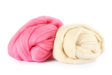 Photo of Different color felting wool isolated on white