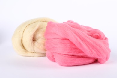 Photo of Different color felting wool isolated on white