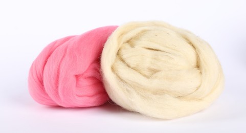 Photo of Different color felting wool isolated on white
