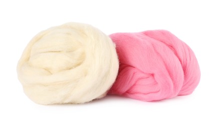 Photo of Different color felting wool isolated on white