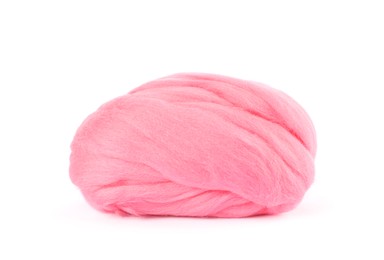 Photo of Bright pink felting wool on white background